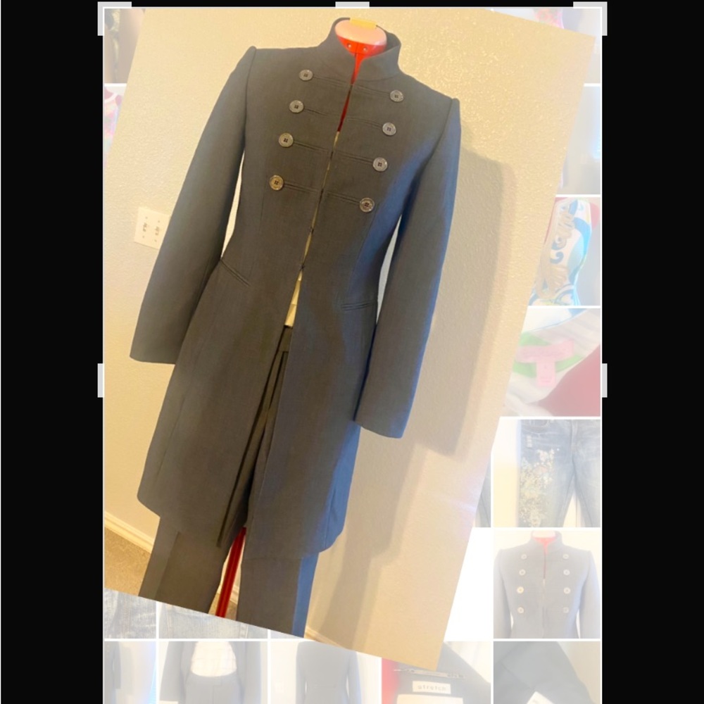 Calvin Klein size 2 pantsuit with long military jacket